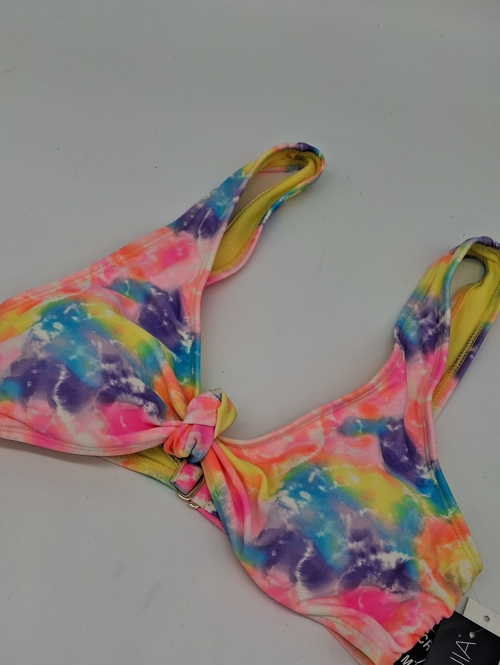 California Waves Tie Dyed Knotted Bralette Bikini Top Multicolor M